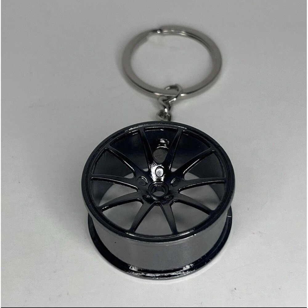 Black Wheel Rim Keychain DriftCar Lover Key Ring Accessory -Used